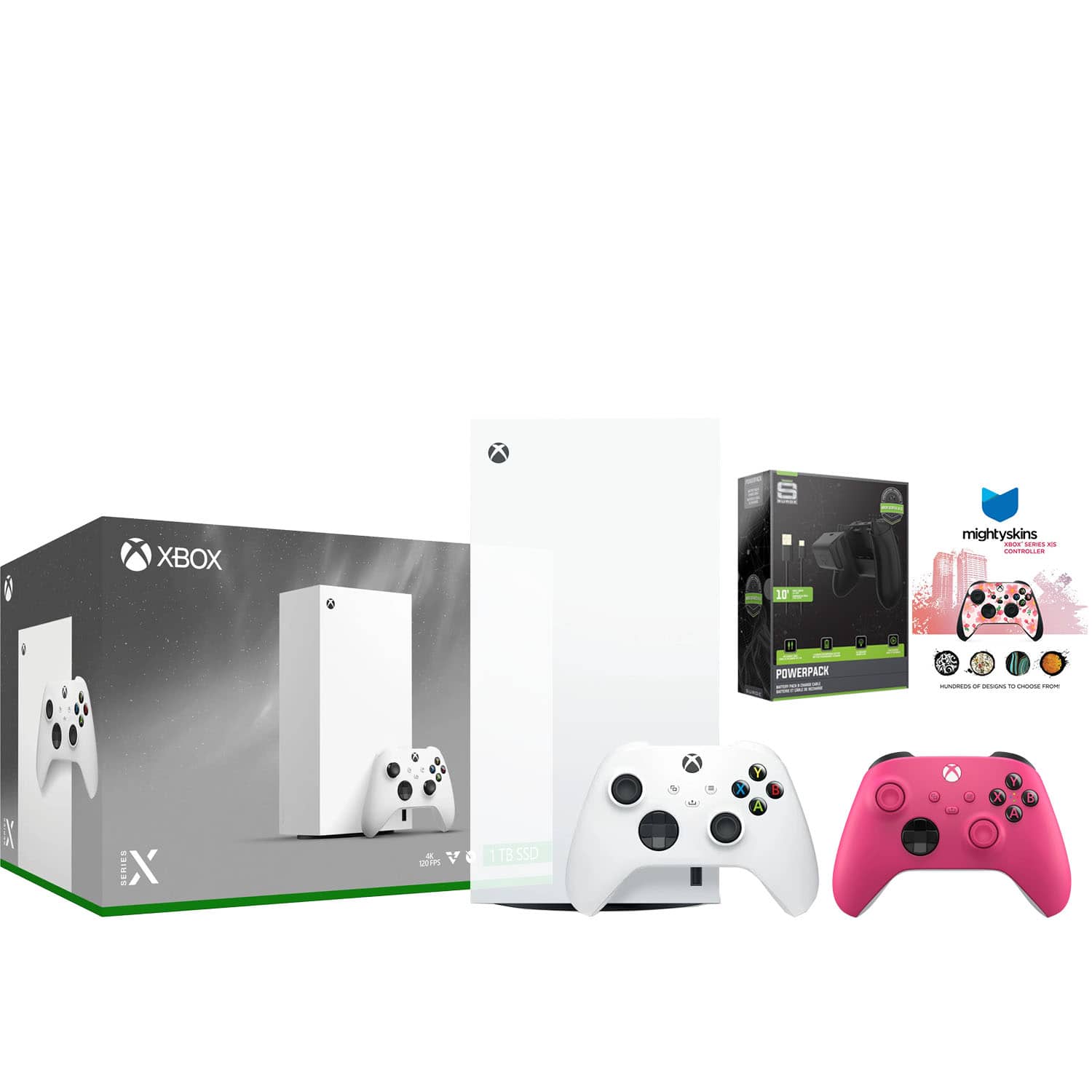 Xbox Series X 1TB Digital Console with Extra Controller, Battery Pack and MightySkins Code Bundle