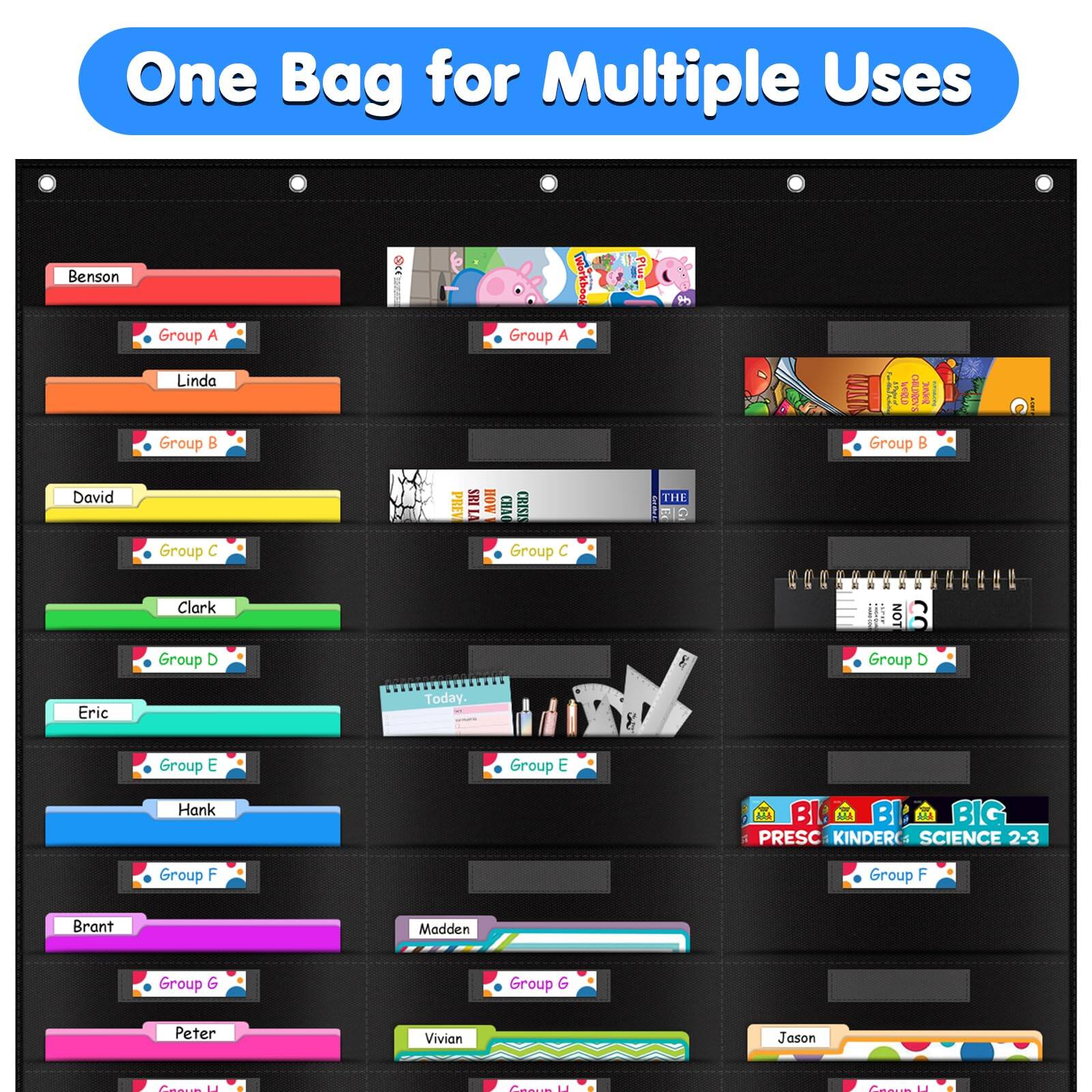 One Bag for Multiple Uses

- Benson
  - Group A
- Linda
  - Group B
- David
  - Group C
- Clark
  - Group D
- Eric
  - Group E
- Hank
  - Group F
- Brant
  - Group G
- Peter
  - Group H
- Vivian
  - Group I
- Jason
  - Group J

- Group A
- Group B
- Group C
- Group D
- Group E
- Group F
- Group G
- Group H
- Group I
- Group J

- PRESC KINDER SCIENCE 2-3
  - Group F
