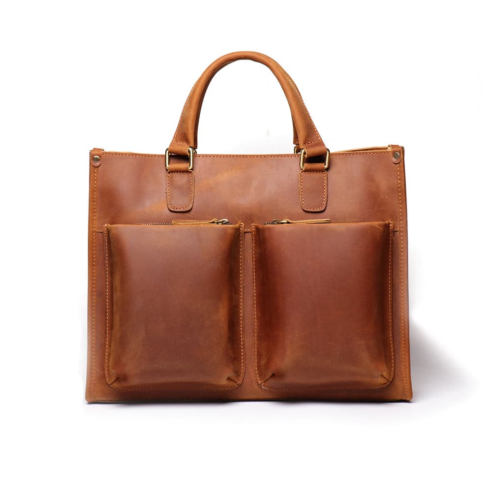 Steel Horse Leather - The Dagmar Leather Briefcase | Vintage Leather Messenger Bag - Brown