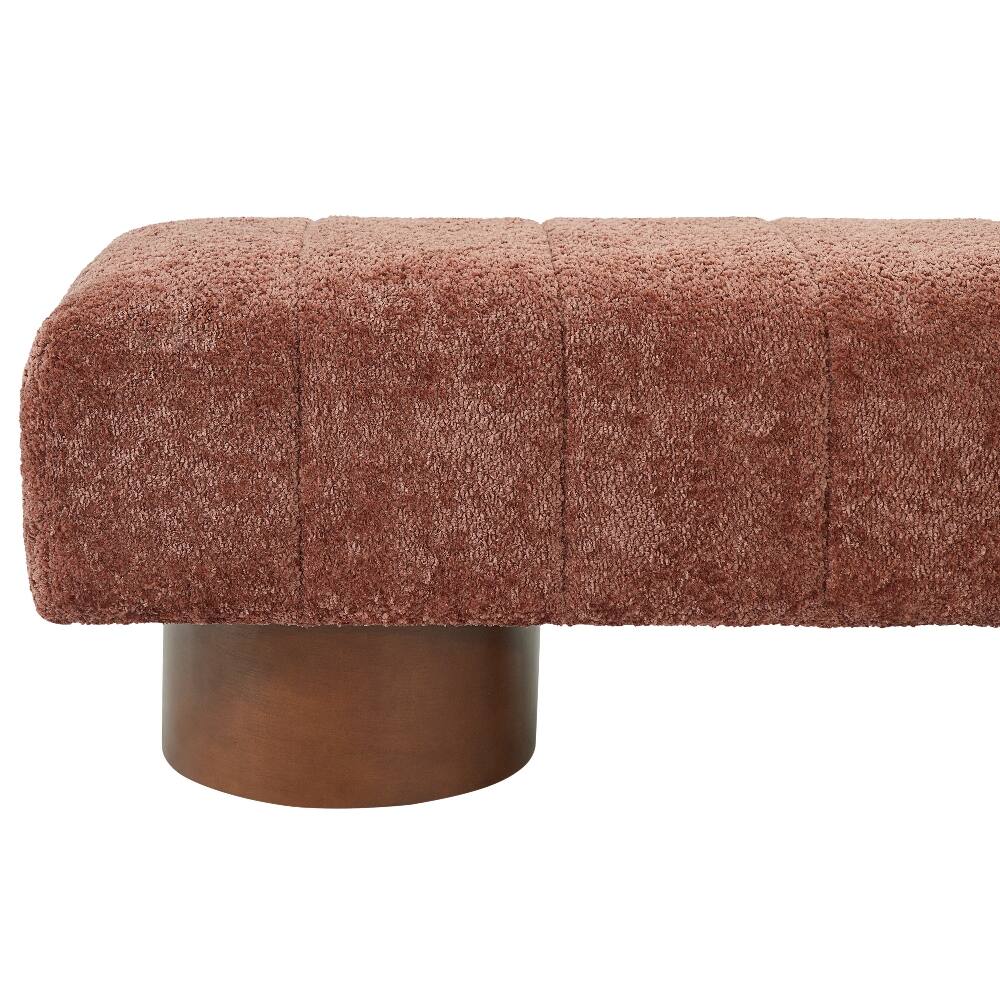Alt View 5. Ropilly - Ropilly Rust Red Boucle Dining Bench, Modern Upholstered Accent Bench for Entryway and Bedroom, High Capacity Seating - Rust Red.