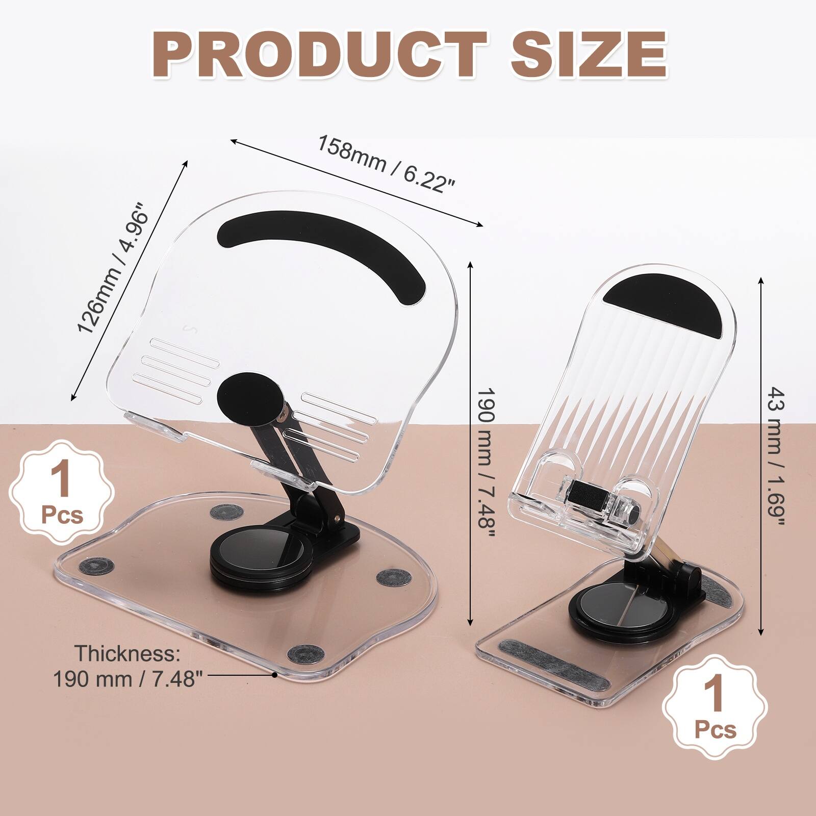 PRODUCT SIZE  
4.96" - 126mm  
1 Pcs  
158mm / 6.22"  
190 mm / 7.48"  
Thickness: 190 mm / 7.48"