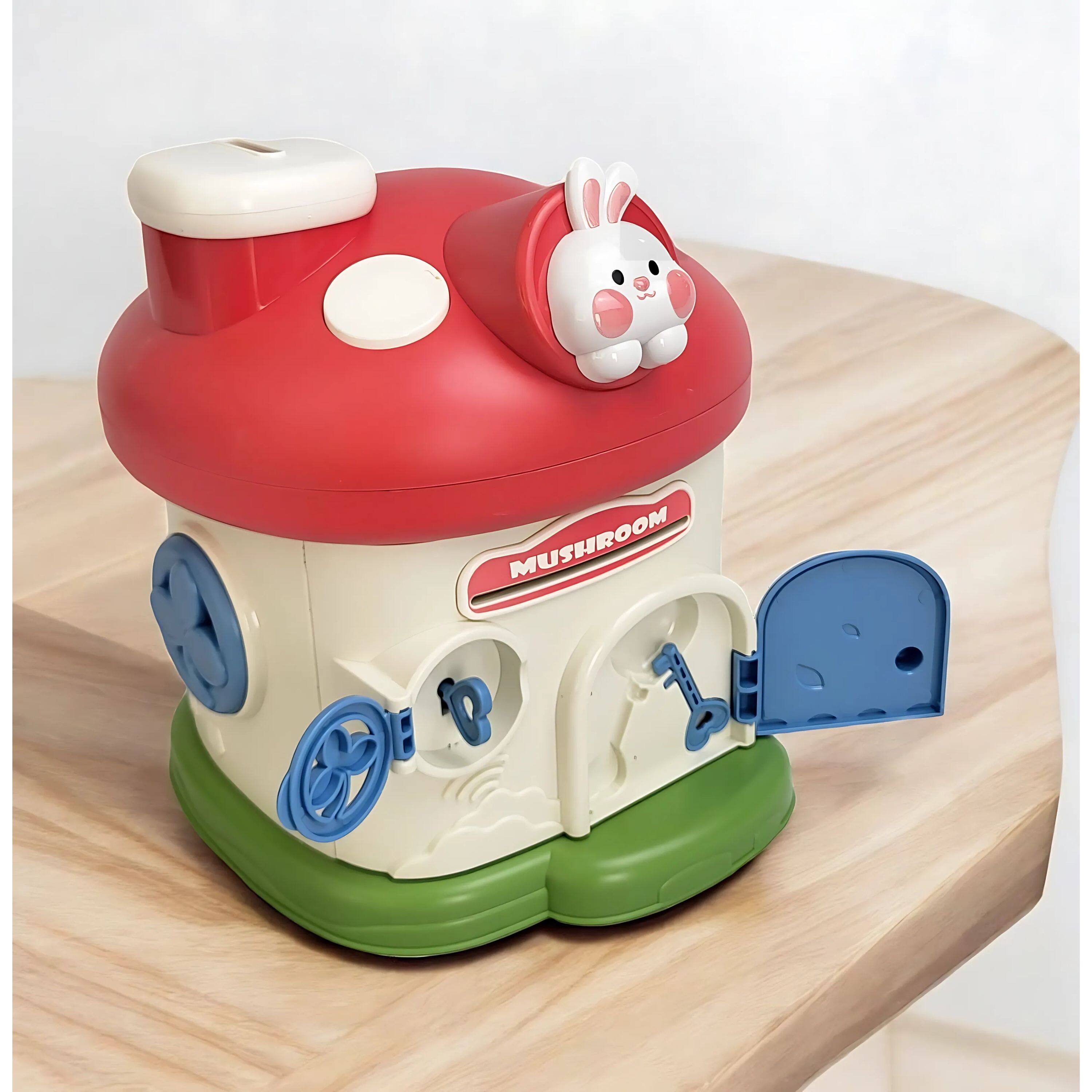 Angle. Kitcheniva - Kids Lockable Piggy Bank Mushroom Coin Box 2 Keys Toy Pink - Pink.