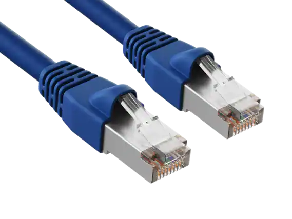 Front. Cable Leader - Cat 6a Ethernet Cable, Shielded F/UTP Patch Cord, 10 Gigabit RJ45, for Server Rack, Switch & NAS - Blue.