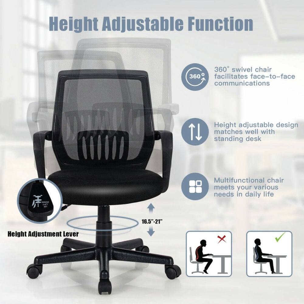 Height Adjustable Function

360° swivel chair facilitates face-to-face communications

Height adjustable design matches well with standing desk

Multifunctional chair meets your various needs in daily life

16.5"-21" Height Adjustment Lever