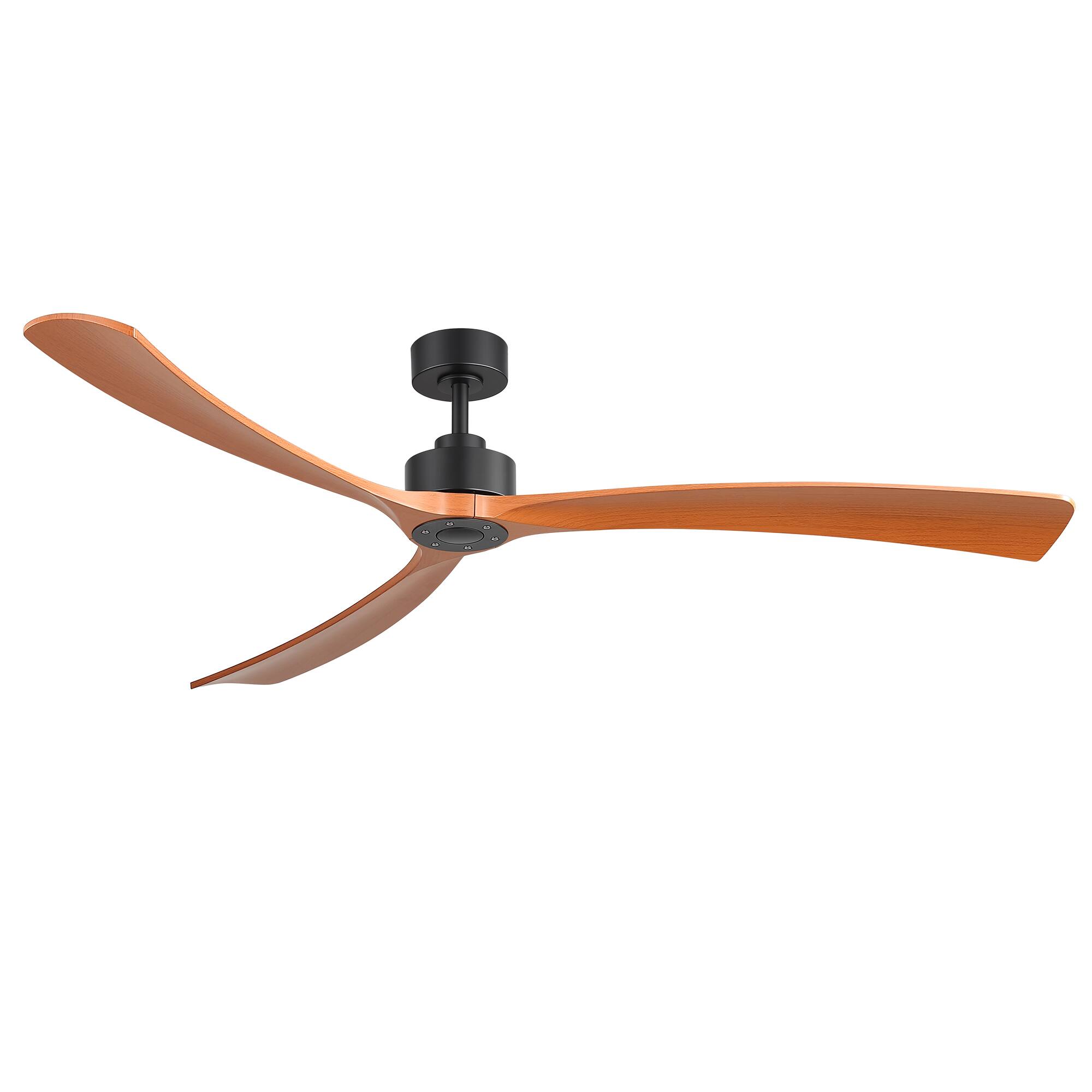 Alt View 7. Breezary - 72-Inch Quiet Ceiling Fan with 3 Blades, DC Motor, 6 Speeds, Remote Control, Downrod Mount, Timer Function - 72-Inch Black and Walnut.