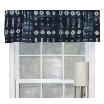 Front. RLF Home - RLF Home Binary Tailored Window Treatment Valance 3" Rod Pocket 50" x 14" Navy Blue - Navy blue.