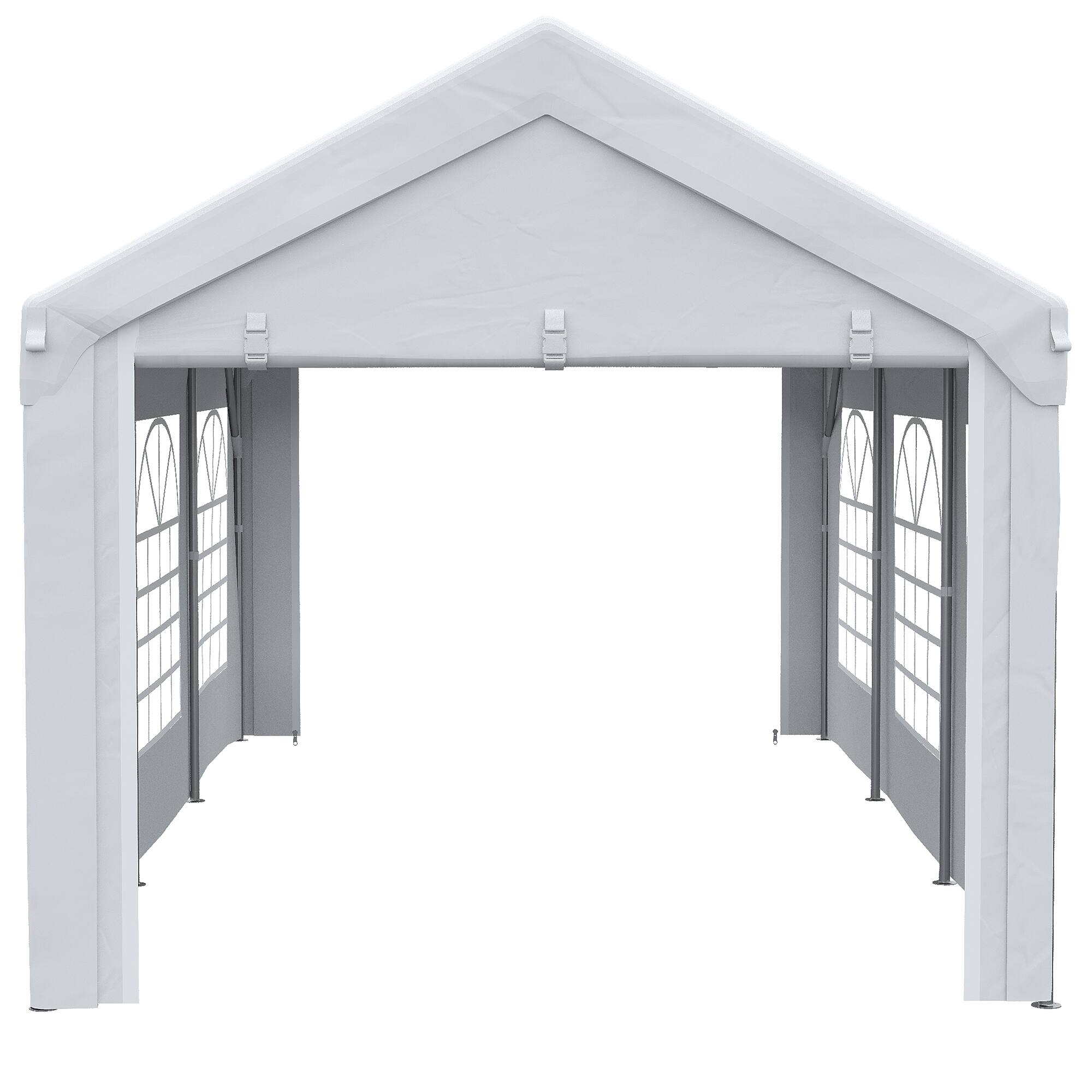 Alt View 8. Outsunny - 19.7' x 9.7' Heavy Duty Party Tent & Carport with Removable Sidewalls and Double Doors, Large Canopy Tent - White.