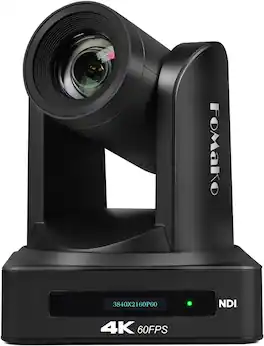 FoMaKo - K800N 4K NDI PTZ Camera,20x Optical Zoom,AI Auto‑Tracking Gen3,3G‑SDI for Church,Worship,Live Services,Studio - Black