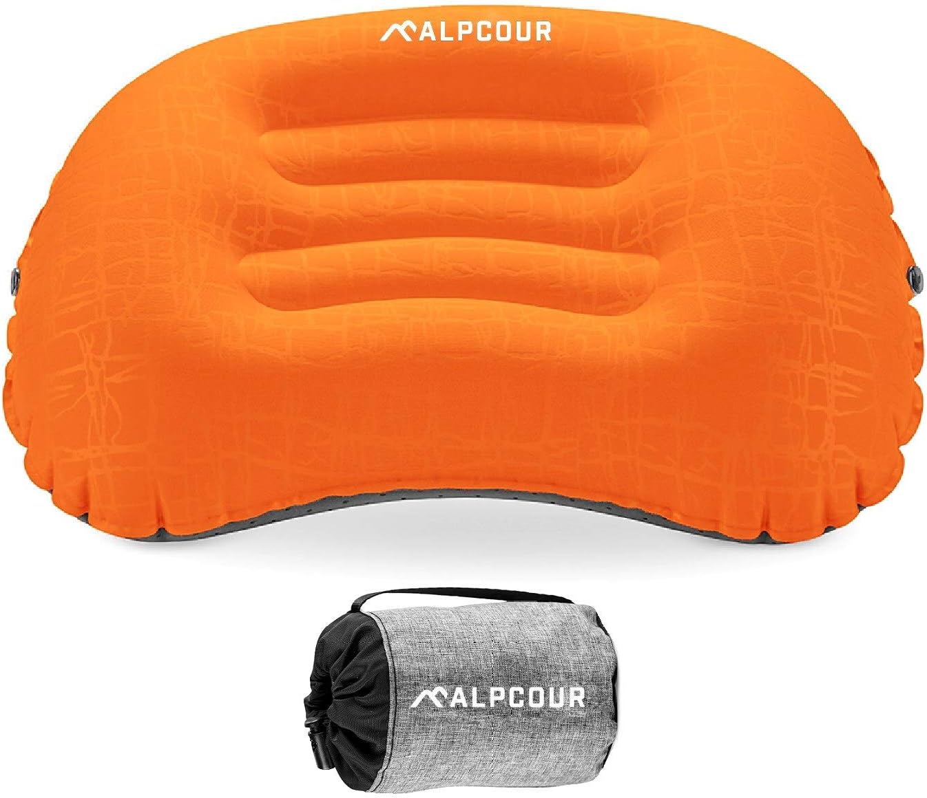 Alpcour - Ultralight Inflatable Camping Pillow - Compact Travel Essential with Carry Case - Tiger Orange
