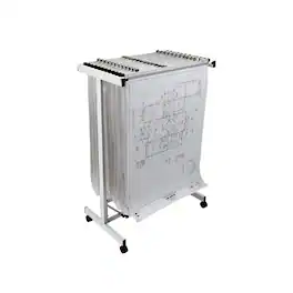AdirOffice - Steel Blueprint Storage Stand Adjustable Mobile Plan Center File Cart - White