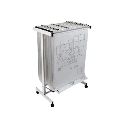 Front. AdirOffice - Steel Blueprint Storage Stand Adjustable Mobile Plan Center File Cart - White.