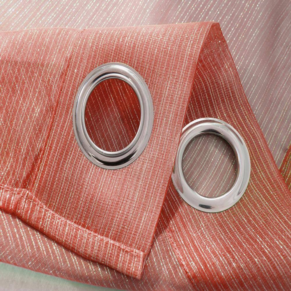 Left. RT Designers Collection - Stylish Ramallah Lonnie Grommet Curtain Panel - 54x90 inches in Coral - Coral.