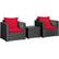 Angle. Costway - 3PCS Patio Rattan Wicker Furniture Set Sofa Table W/Cushion Yard - Red.