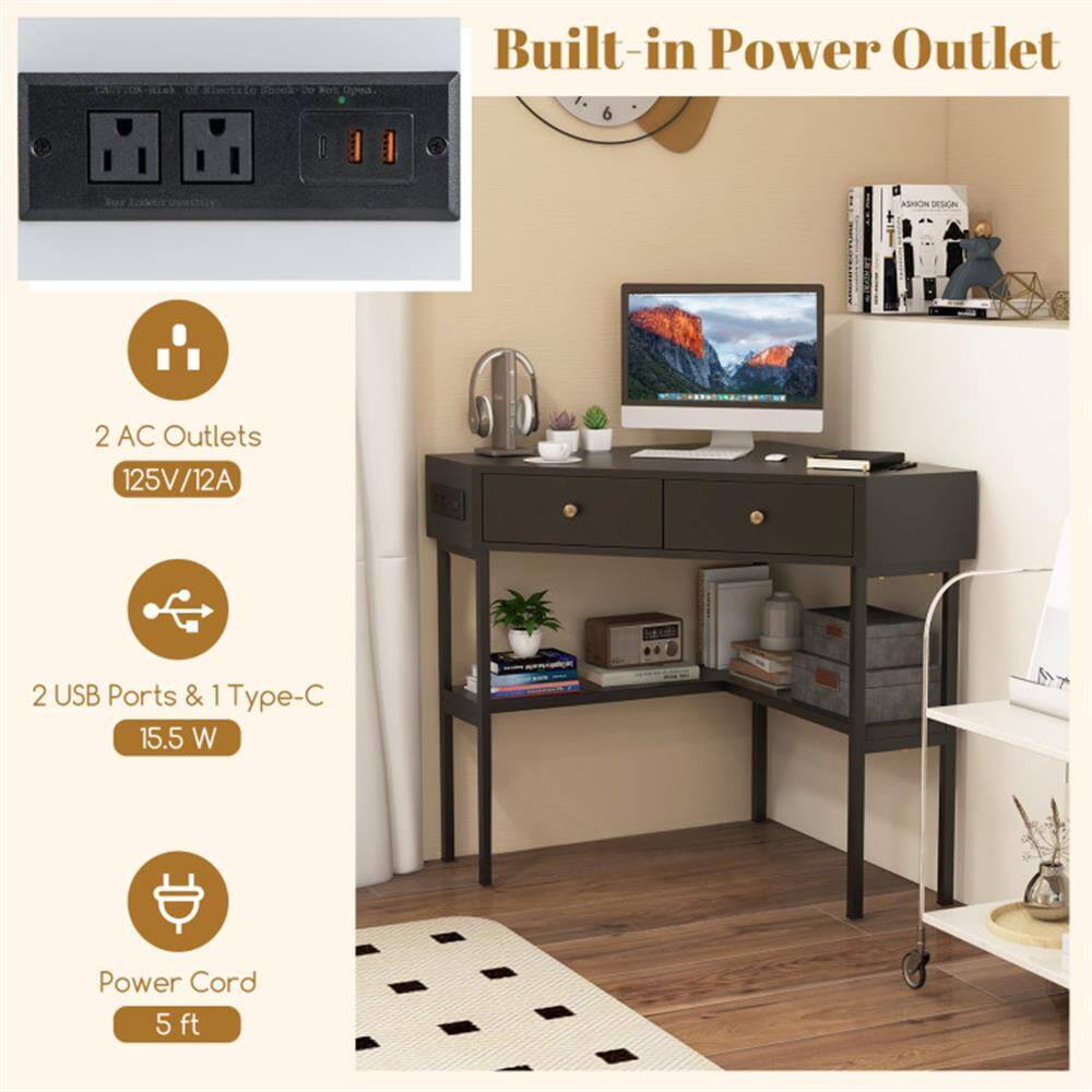 Built-in Power Outlet

- 2 AC Outlets
  - 125V/12A

- 2 USB Ports & 1 Type-C
  - 15.5 W

- Power Cord
  - 5 ft