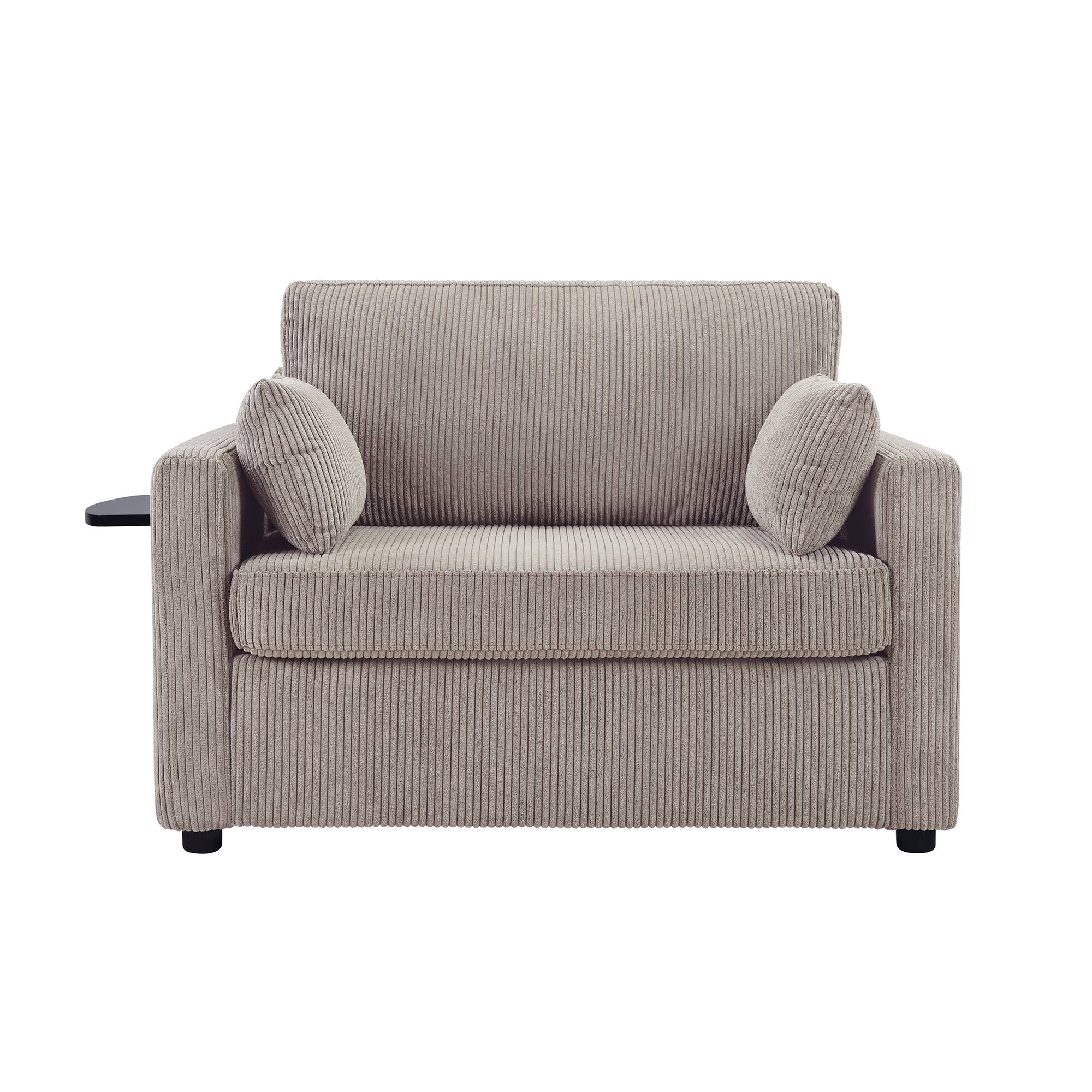 Alt View 7. Tiramisubest - Twin Size Sofa Bed Loveseat Sofa with Foldable Mattress,Side Table,Storage Pocket and USB Ports for Living Room,Brown - Grey+Brown.