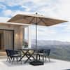 Front. PURPLE LEAF - 6.5' X 10' Rectangle Patio Market Umbrella with Base Outdoor Table Umbrella Tilt Aluminum Frame Sun Shade for Garden - Taupe.