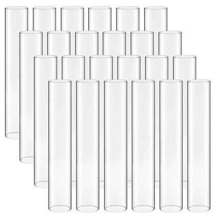Front. VEVOR - Hurricane Glass Cylinders Set of 24, Φ2.56 x 13.78 in Tall Clear Glass Candle Covers, High Borosilicate Glass Sleeves - Transparent.