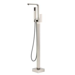 Boyel Living - Modern Single-Handle Freestanding Tub Faucet with Handheld Shower, Water Supply Hoses and Hardware in - Brushed Nickel