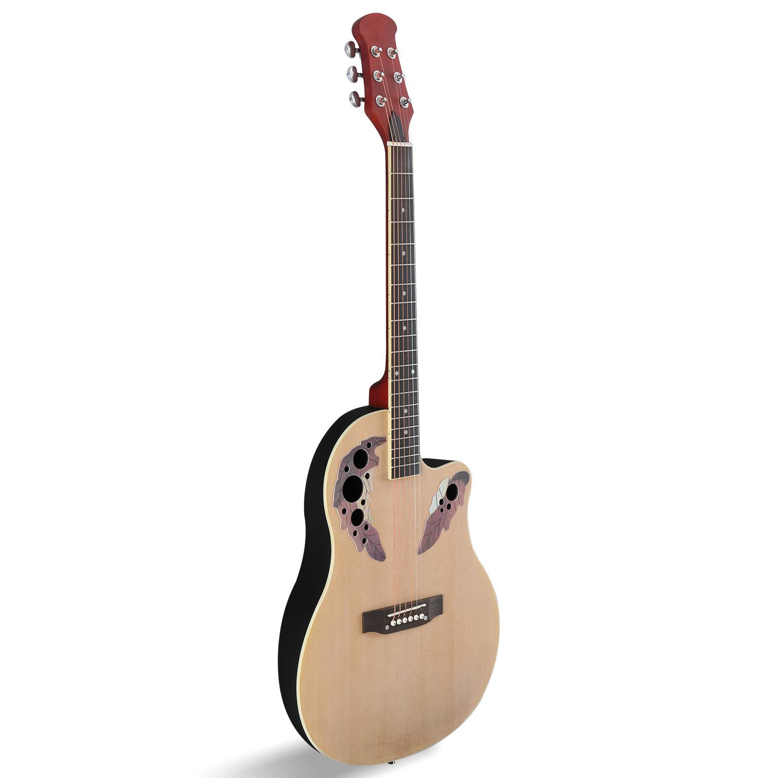 Angle. Winado - 41 Inch Acoustic Guitar, Full-Size Beginner Cutaway Wood Guitars Kit with Gig Bag and Steel String for adults.