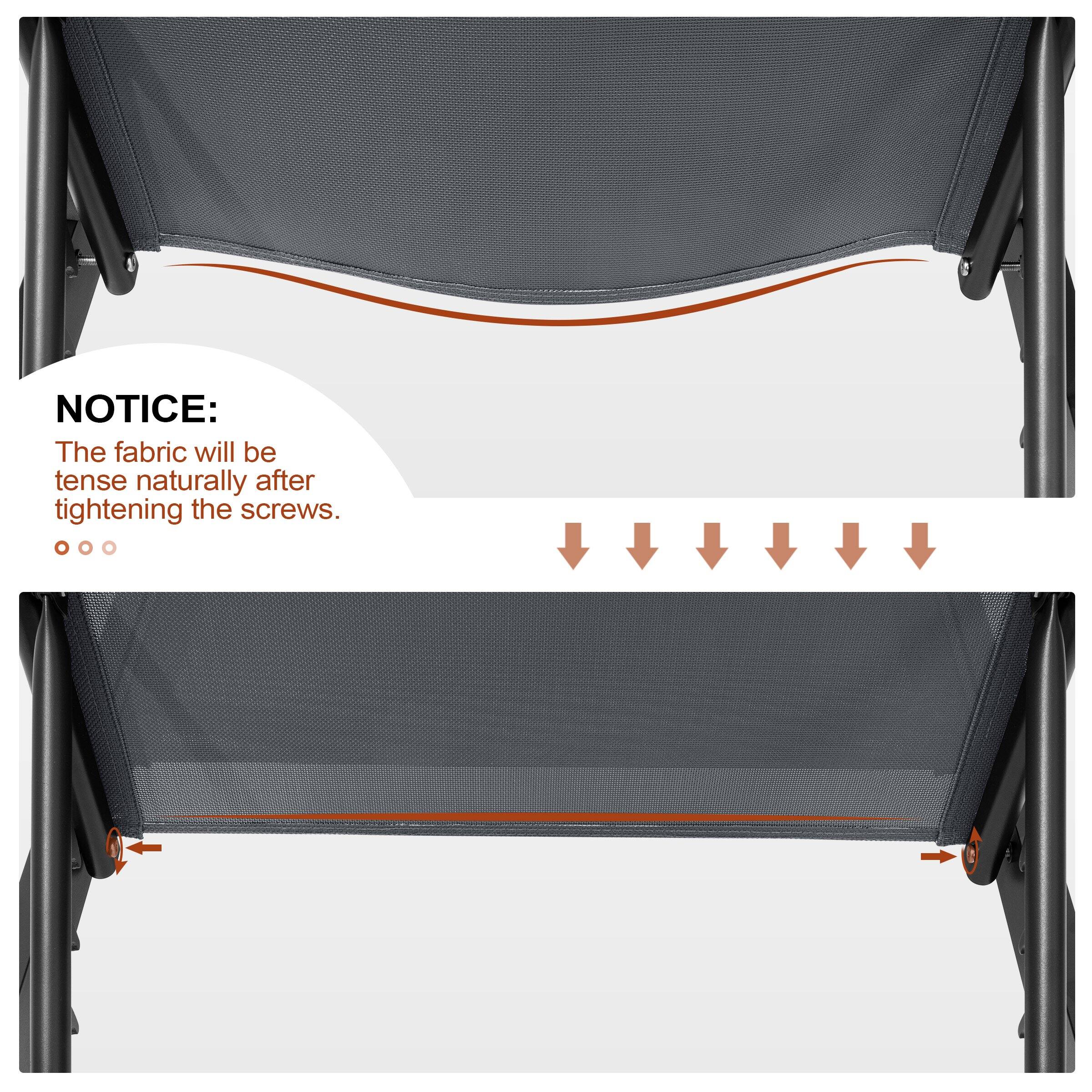 NOTICE:  
The fabric will be tense naturally after tightening the screws.