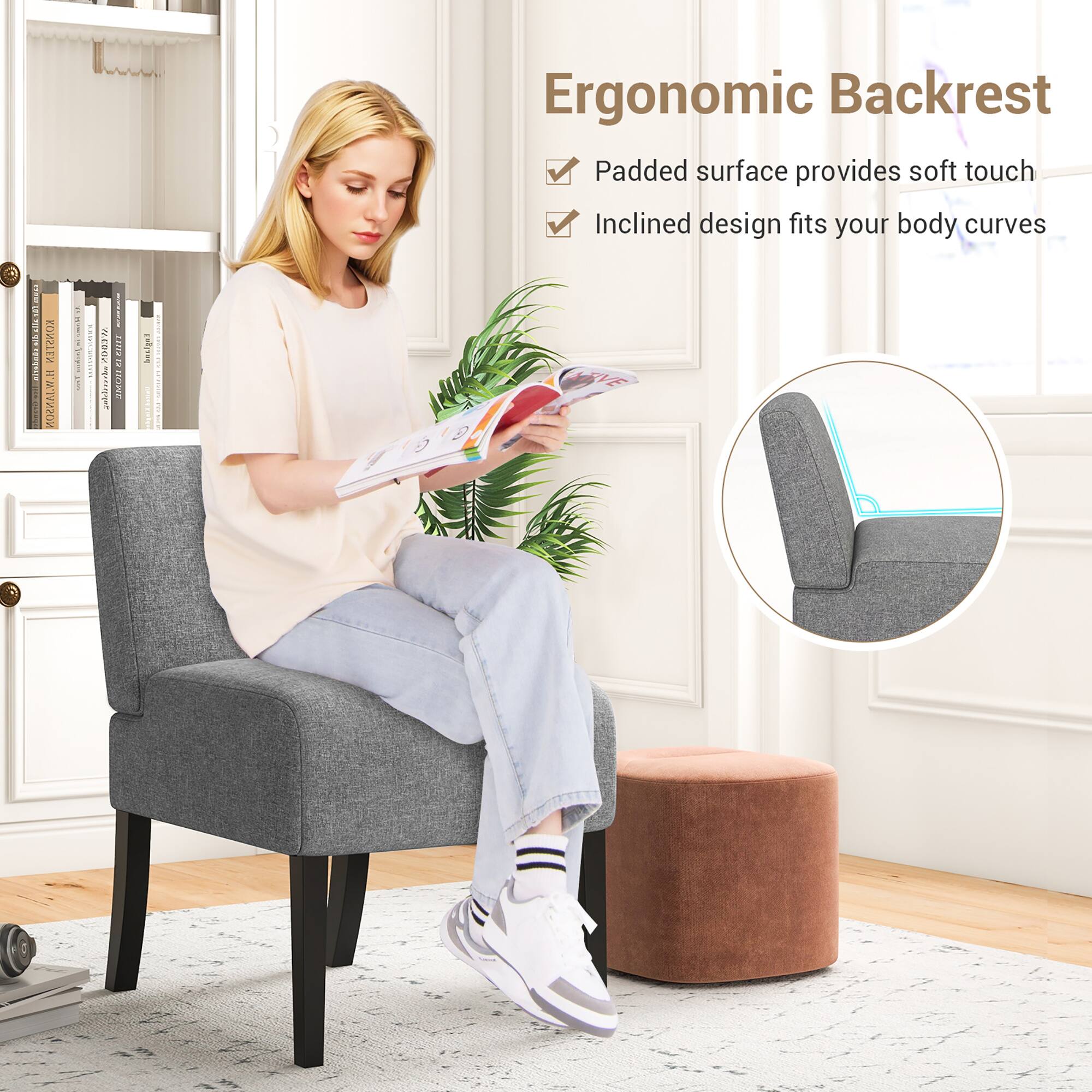 Ergonomic Backrest  
- Padded surface provides soft touch  
- Inclined design fits your body curves
