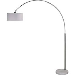 Hivvago - Modern 81-inch Arch Floor Lamp with White Drum Shade and Marble Base - White, Silver