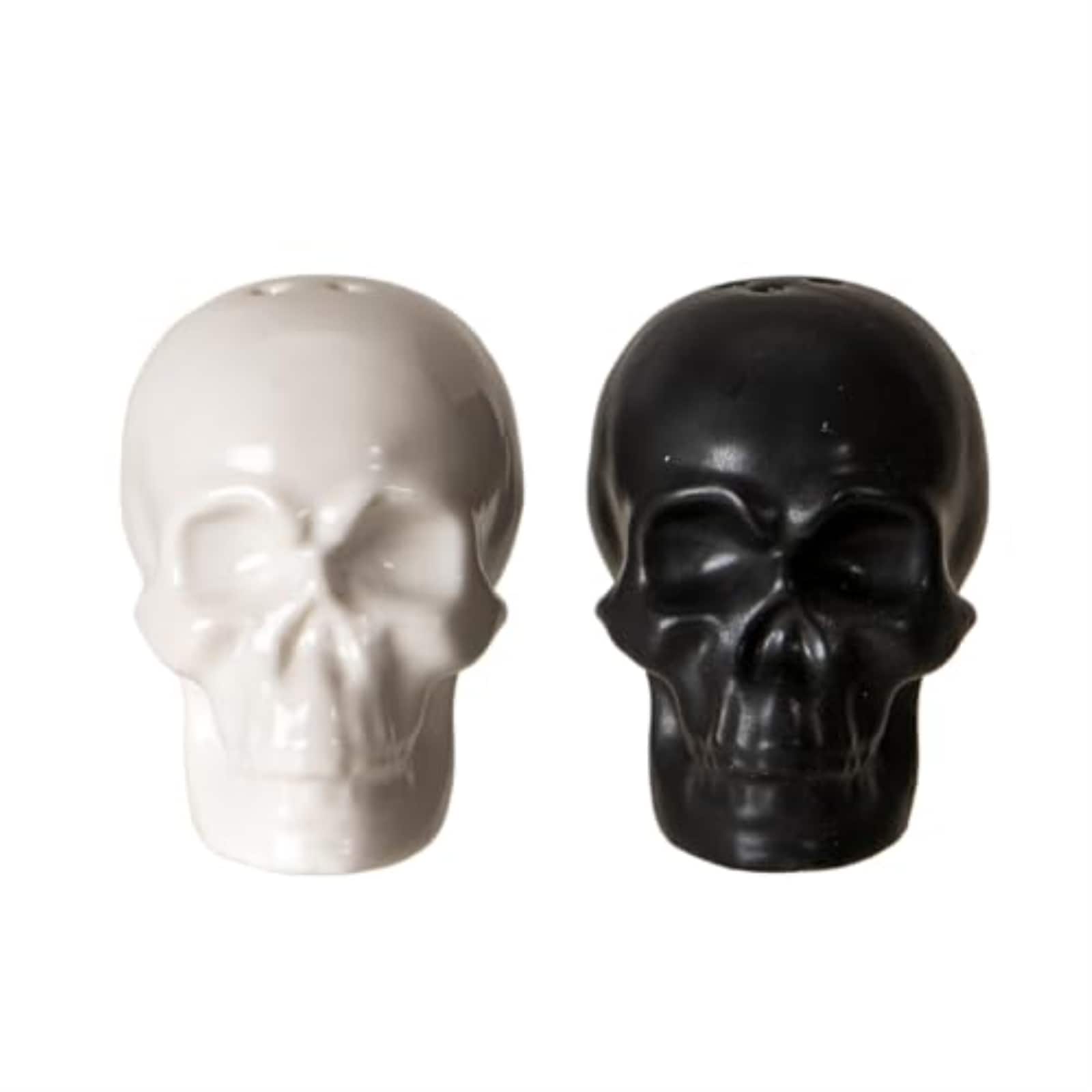 Pacific Trading - Black and White Skulls Ceramic Salt And Pepper Shaker Set - Multicolor