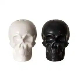 Pacific Trading - Black and White Skulls Ceramic Salt And Pepper Shaker Set - Multicolor