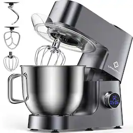 LINKChef - 7.4 qt. 12-Speed Stand Mixer with Splash Guard & Dough Hook - Black