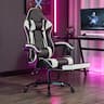 Bestier - Ergonomic PU Leather Gaming Chair, Massage Lumbar, Footrest, 360° Casters - Black