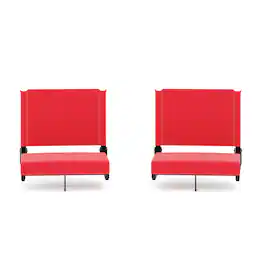 Emma + Oliver - Set of 2 500 lb. Rated Lightweight Stadium Chair with Ultra-Padded Seat - Red