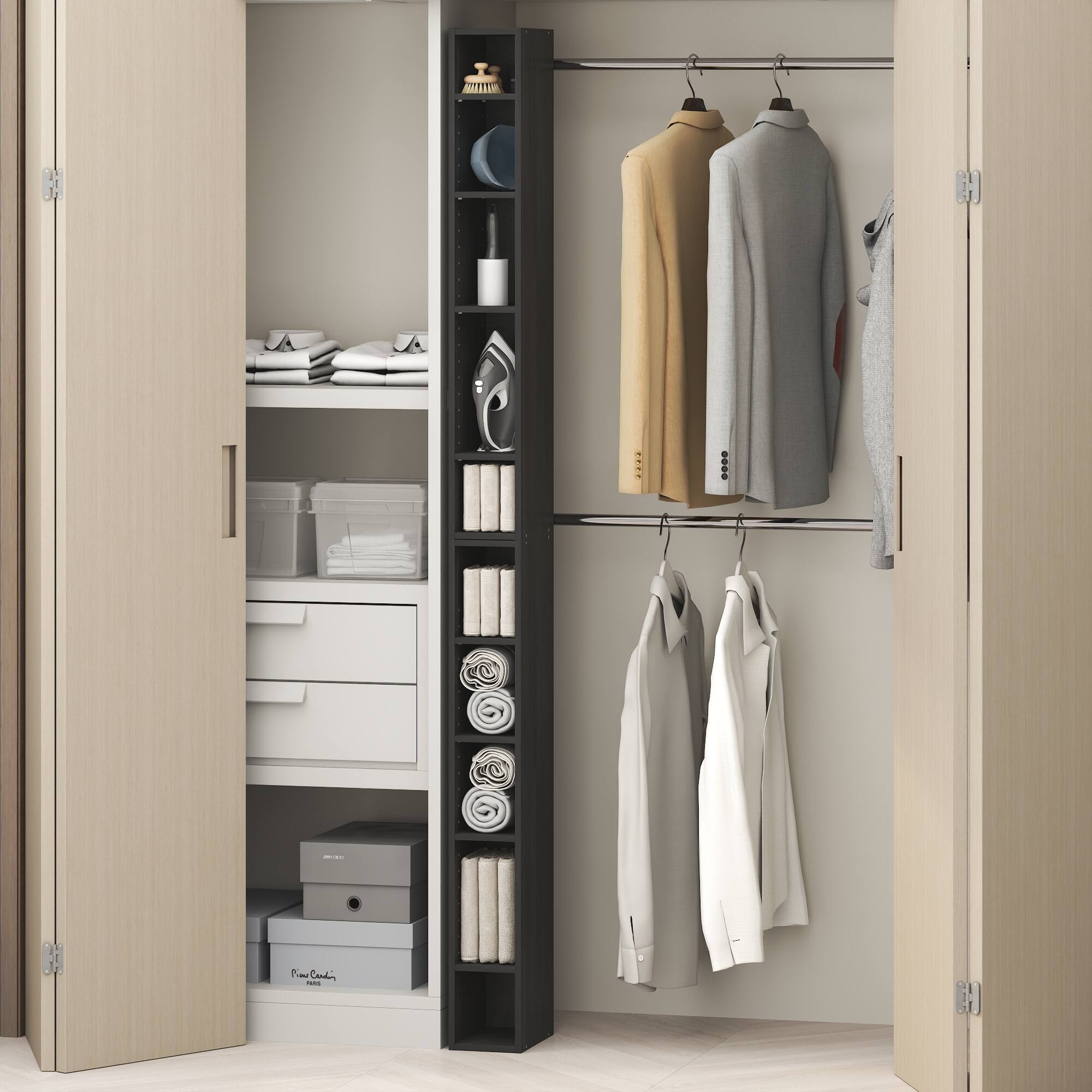 Alt View 1. Furinno - FULDA Closet Organizers and Storage, Adjustable Storage Organizer, Stackable Closet Storage, 6-In, for Closet, Bedroom - Blackwood.