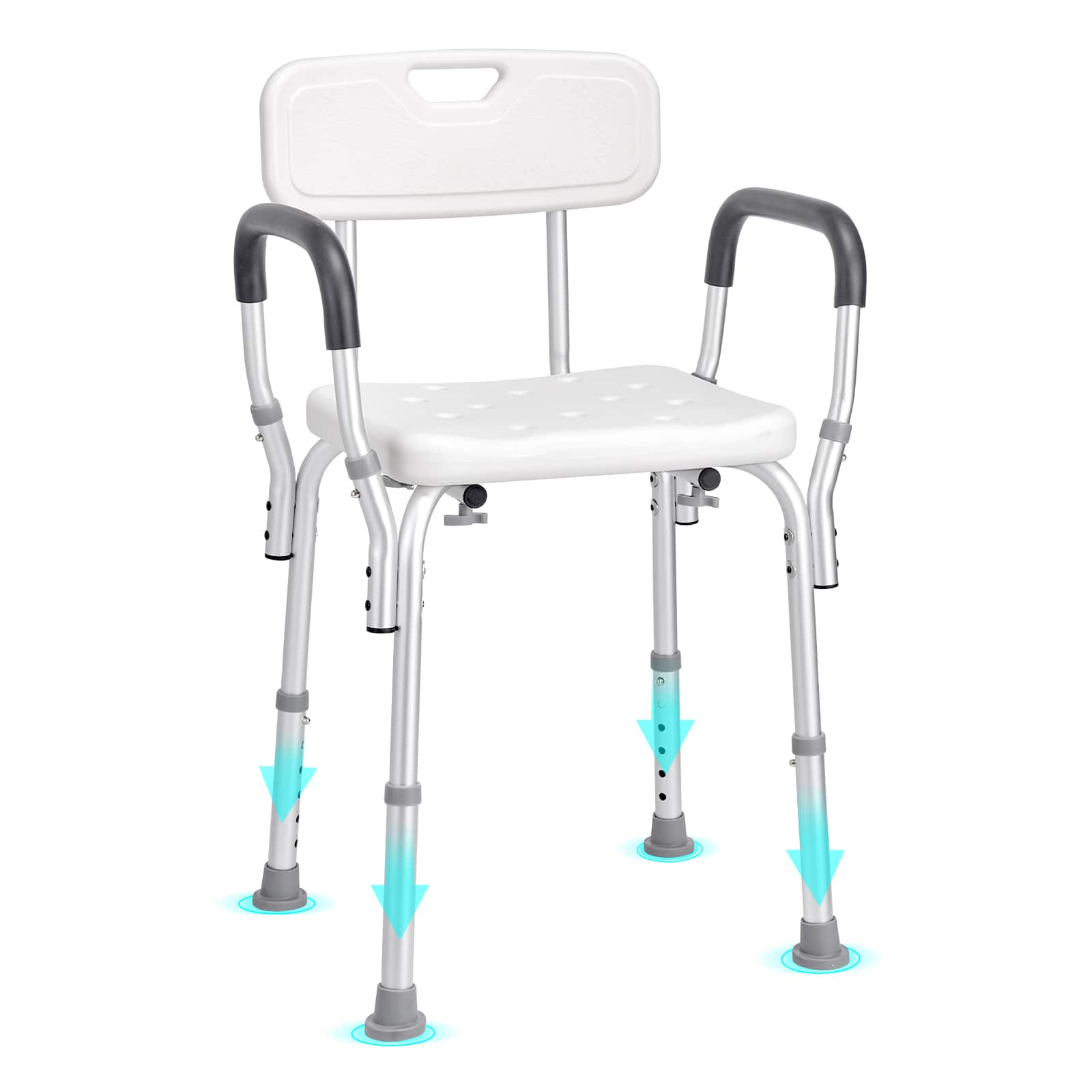 VEVOR - Shower Chair, Shower Seat with Back, Adjustable Height Shower Stool, Shower Chair for Inside Shower Bathtub - Silver;White