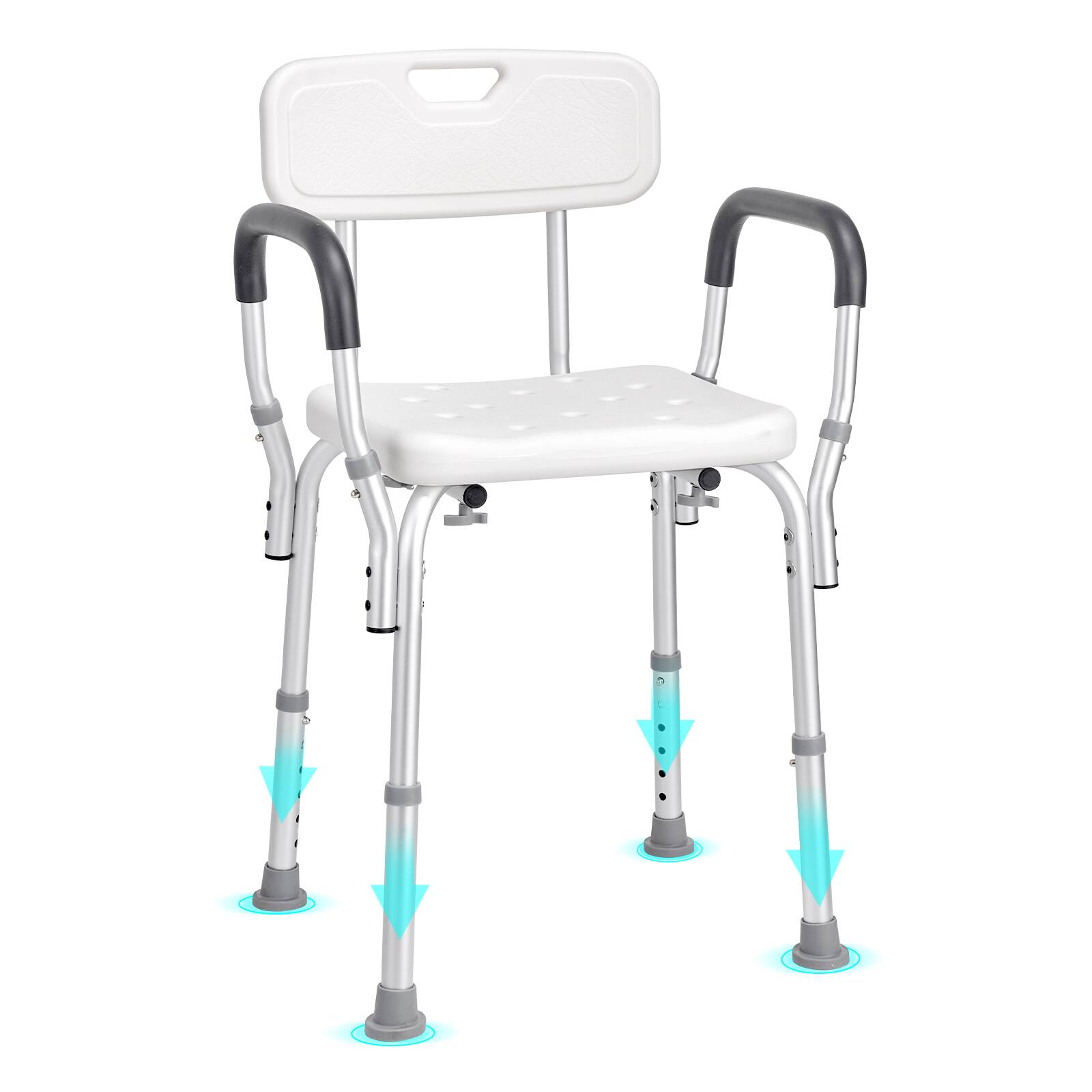 Front. VEVOR - Shower Chair, Shower Seat with Back, Adjustable Height Shower Stool, Shower Chair for Inside Shower Bathtub - Silver;White.
