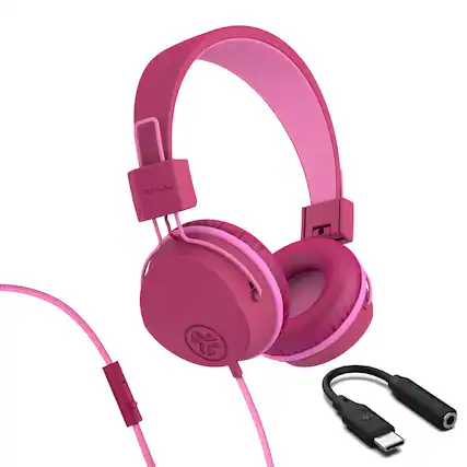 Front. JLab - JBuddies Studio On-Ear Kids Wired Headphones - Dark Pink 2.