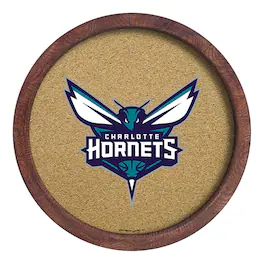 The Fan-Brand - Charlotte Hornets 20.25'' Round Faux Barrel Framed Cork Board - Multicolor