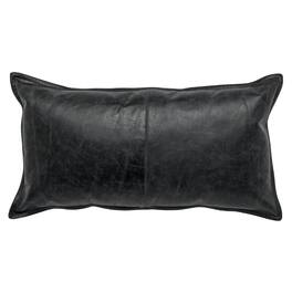 Manhattan Lane - Norm 26 Inch Leather Decorative Lumbar Throw Pillow, Stitched - Black