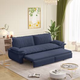 JUJABU - 73.2" Queen Pull Out Sofa Bed, 3-in-1 Convertible Sleeper Sofa, Loveseat Bed - Blue