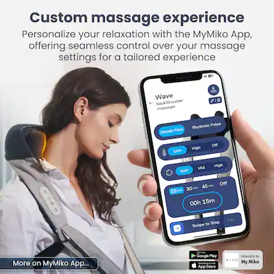 Miko Wave Massager with App Control, Ergonomic Design, Adjustable Heat, Intensity & Massage Modes, Hands Free Relief Grey/Blue MMS-01GB - Best Buy Miko Wave Massager with App Control, Ergonomic Design, Adjustable Heat, Intensity & Massage Modes, Hands Free Relief Grey/Blue MMS-01GB - Best Buy