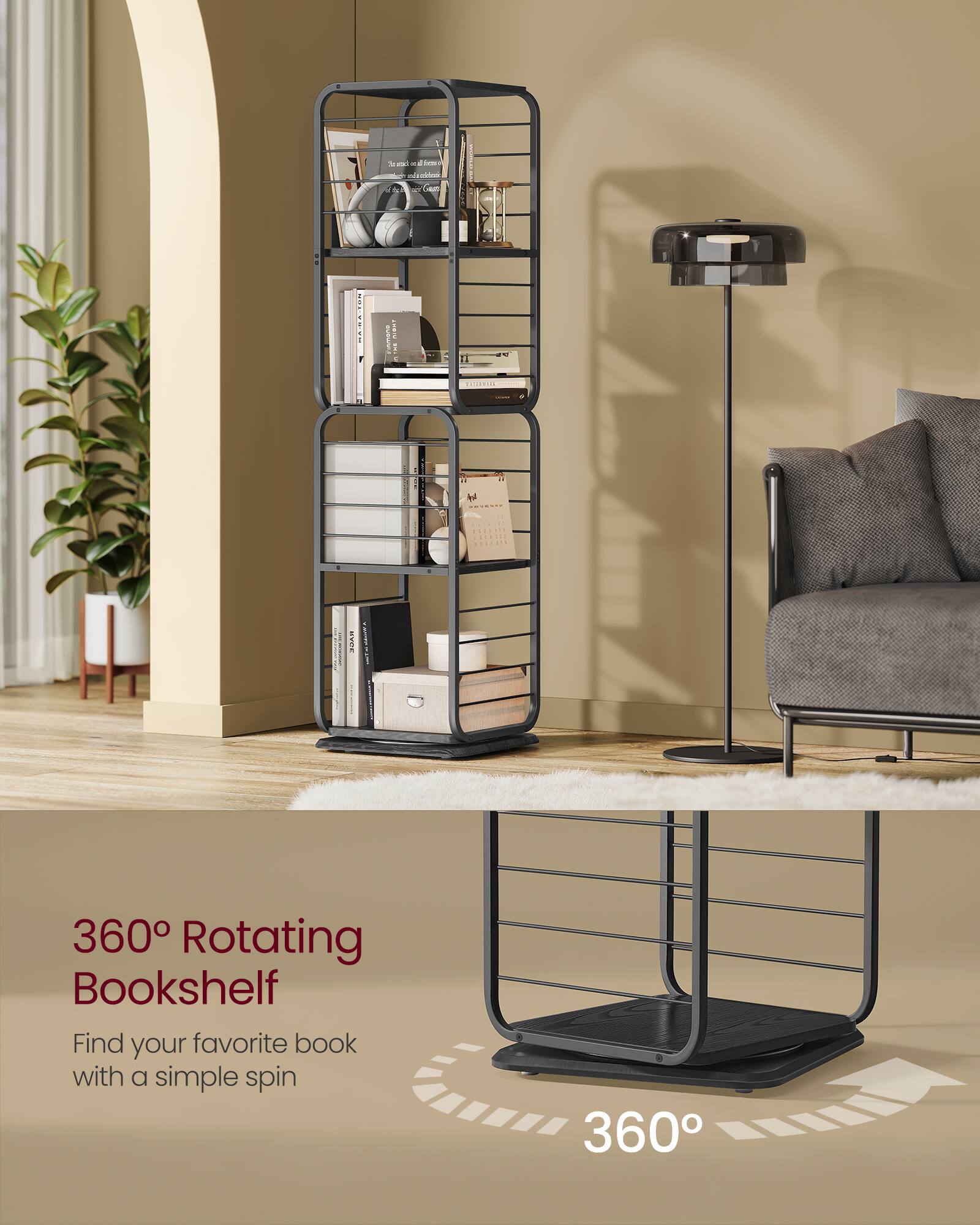 360° Rotating Bookshelf

Find your favorite book with a simple spin