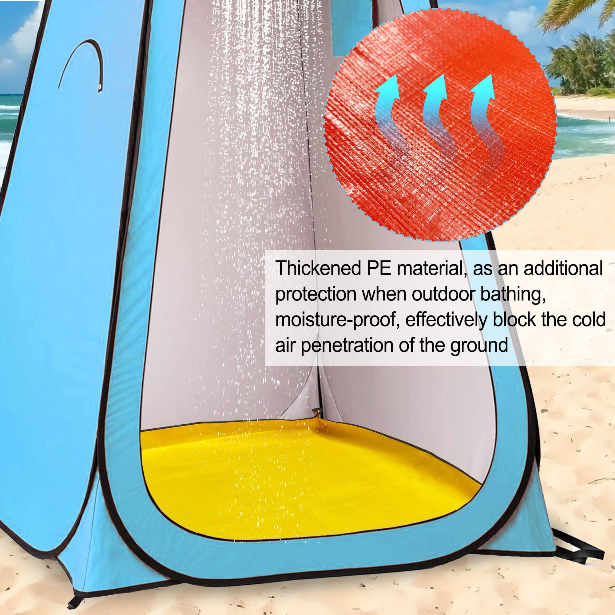 Thickened PE material, as an additional protection when outdoor bathing, moisture-proof, effectively block the cold air penetration of the ground.