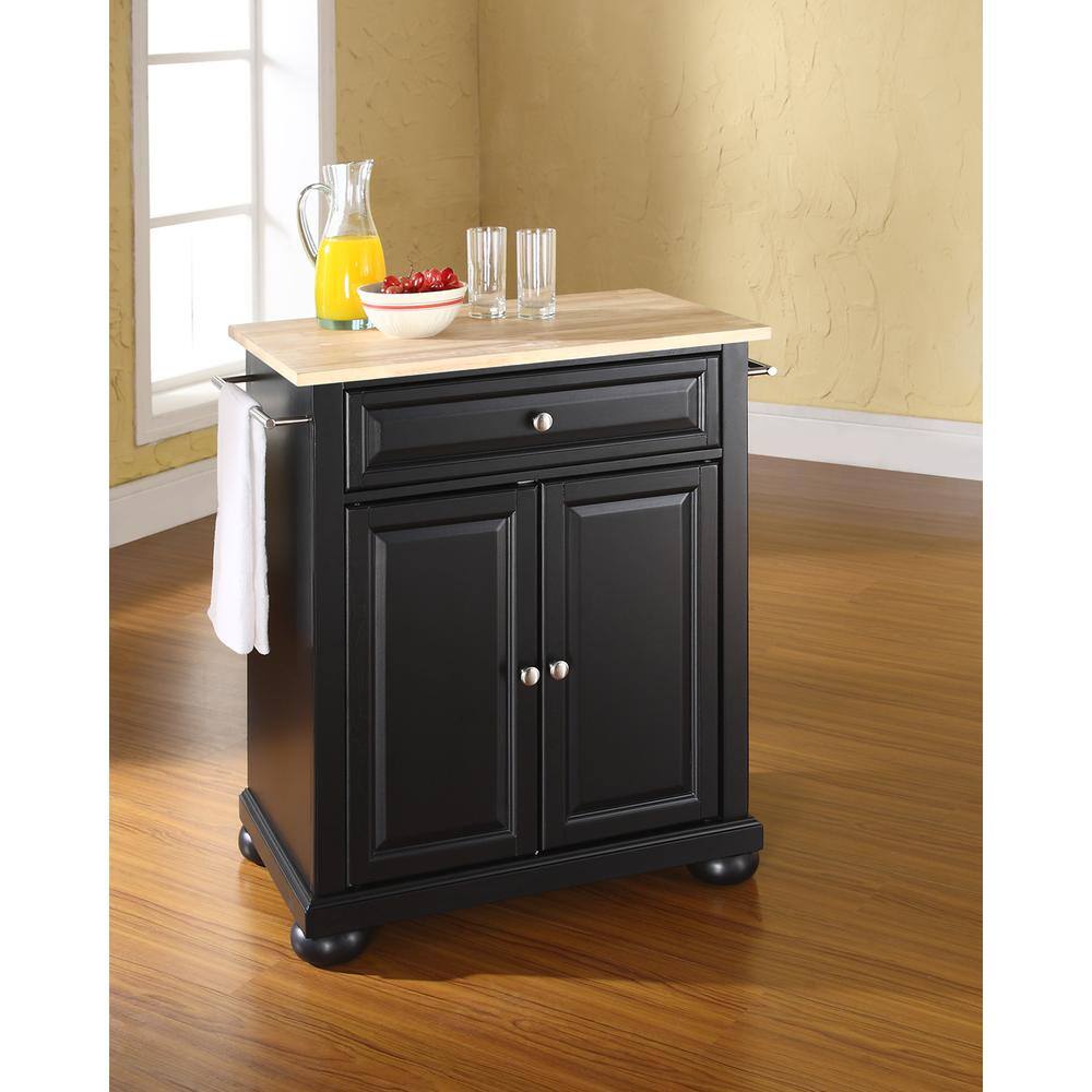 Left. Crosley Furniture - Alexandria Wood Top Portable Kitchen Island/Cart - Black.