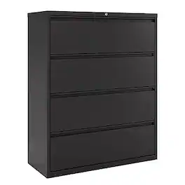 Staples - 4-Drawer Lateral File Cabinet, Letter/Legal Size, Lockable, 52.36"H x 42"W x 18.62"D - Black