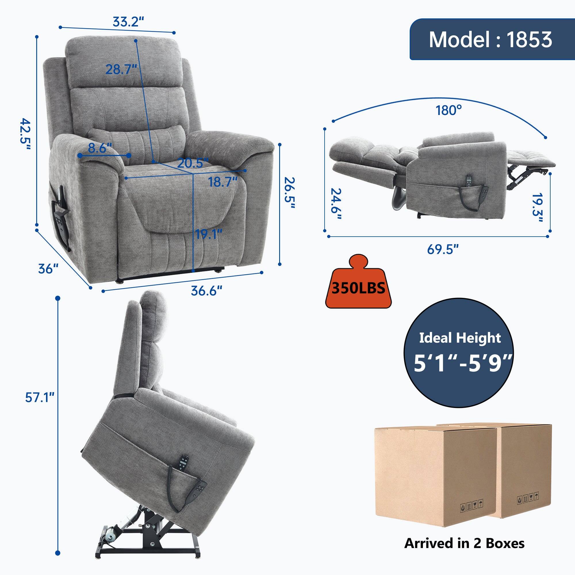 Model: 1853

- 33.2"
- 42.5"
- 36"
- 28.7"
- 8.6"
- 20.5"
- 18.7"
- 19.1"
- 36.6"
- 26.5"
- 24.6"
- 350LBS
- 69.5"
- 19.3"
- 57.1"
- 180°
- 69.5"
- 19.3"
- 24.6"
- 36.6"
- 5'1"-5'9"

Ideal Height: 5'1"-5'9"

Arrived in 2 Boxes