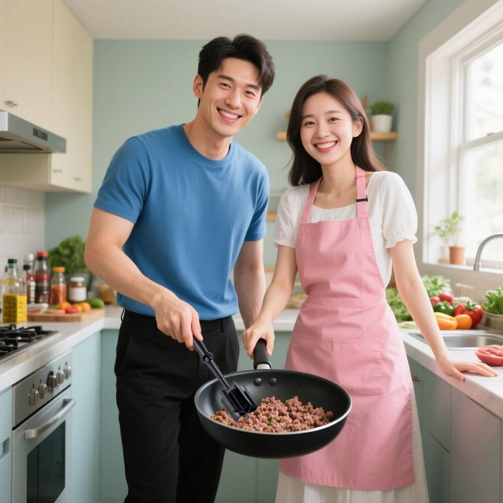 Back. MOSZAR LLC - Meat Chopper & Masher – 5-Curve Nylon Blades, Heat-Resistant, Black.