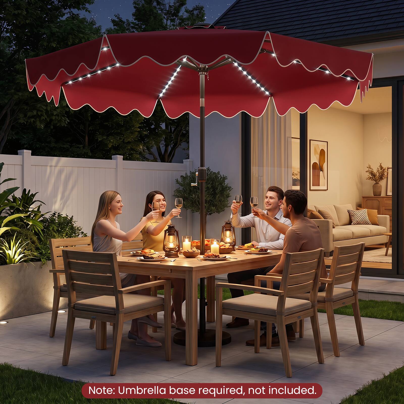 Note: Umbrella base required, not included.
