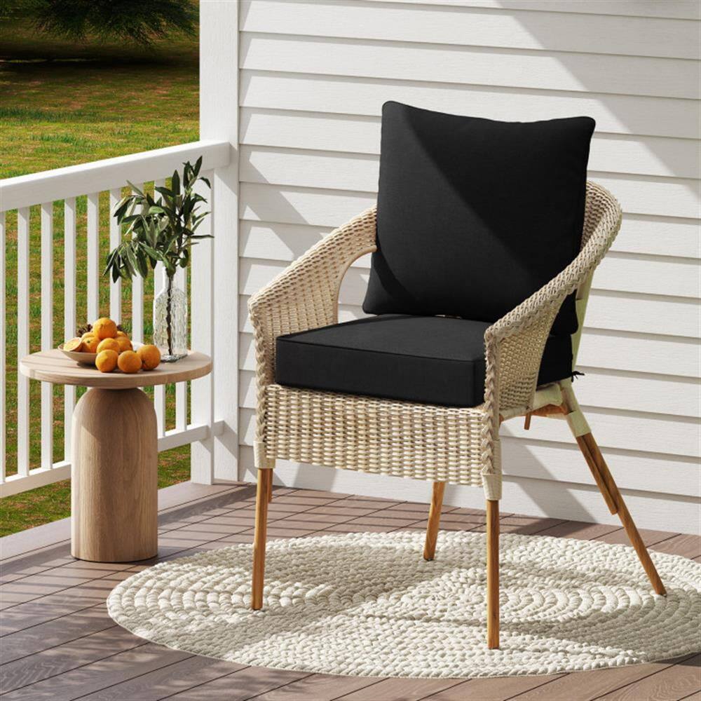 Alt View 2. Kadyn - Patio Chair Cushions Outdoor Chair PadsDeep Seat Chair Cushion Pads Set with Rope Belts for Indoor and OutdoorBlack - Black.
