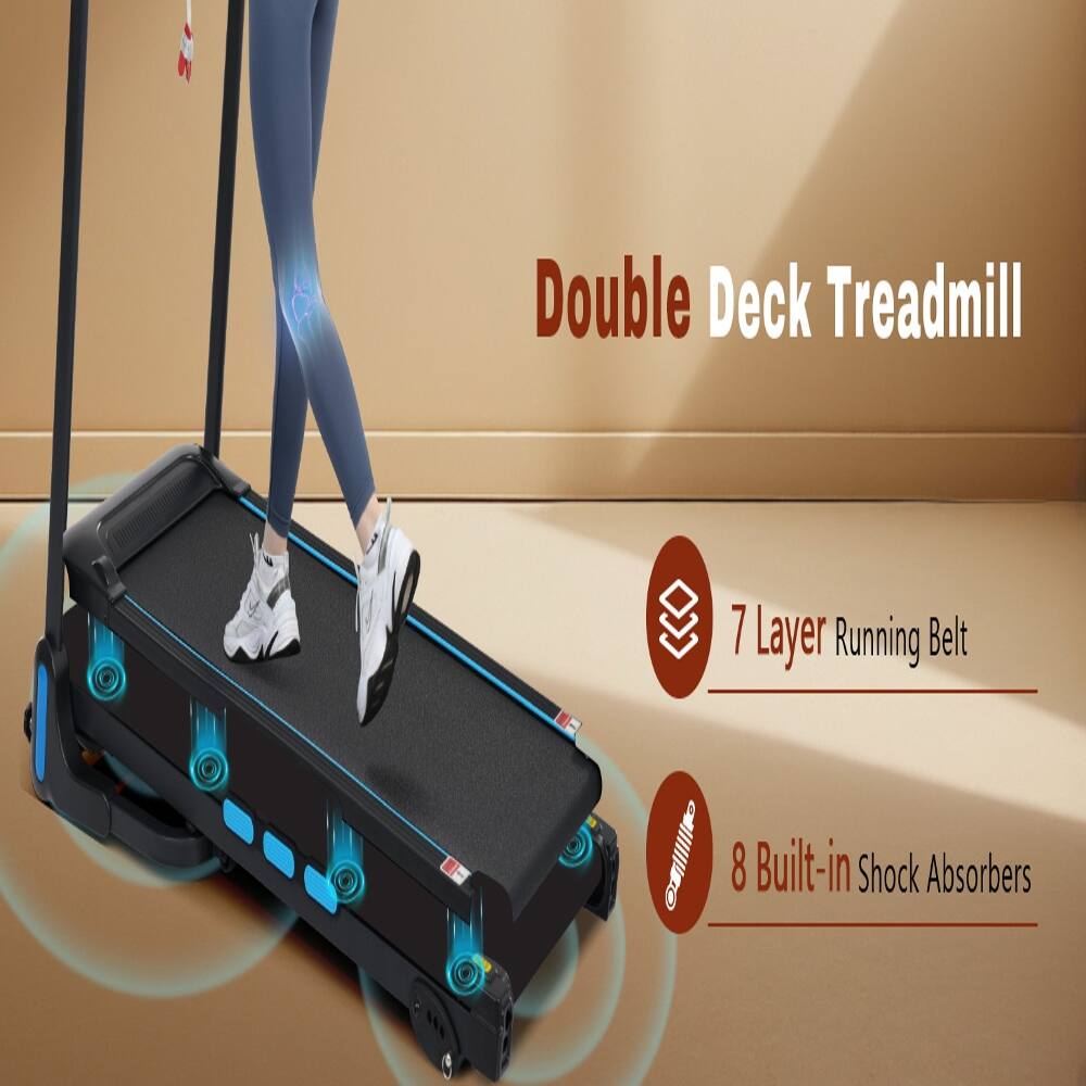 Double Deck Treadmill  
7 Layer Running Belt  
8 Built-in Shock Absorbers