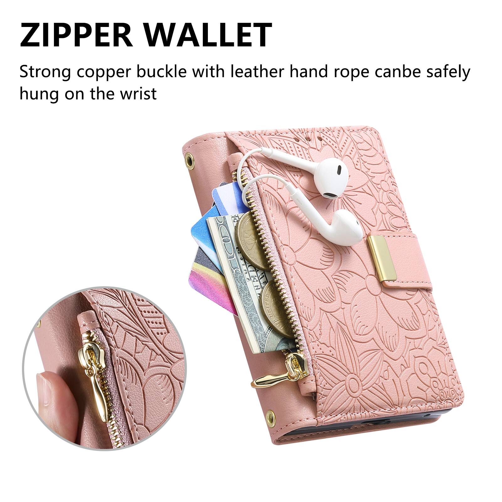 ZIPPER WALLET

Strong copper buckle with leather hand rope can be safely hung on the wrist