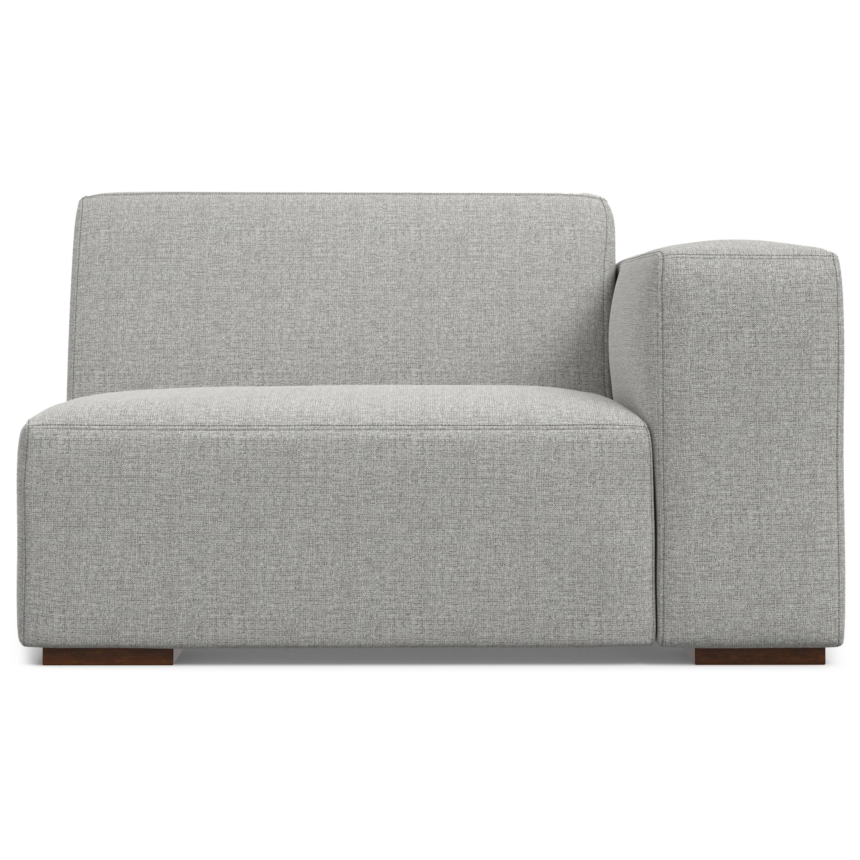 Left. Simpli Home - Rex Right-Arm Sofa Module in Tightly Woven Performance Fabric - Pale Grey.